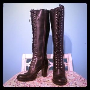 Charles David Black Griot Lace-up Boots *New*